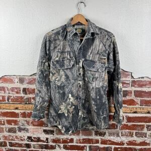 Vintage Cabela's Shirt Mens Medium Camo Flannel Cotton USA Hunting 90s Woods
